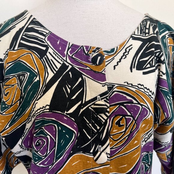90's NWT Jerico Women's Crop Blouse - Size Medium - Abstract Print - Picture 4 of 10